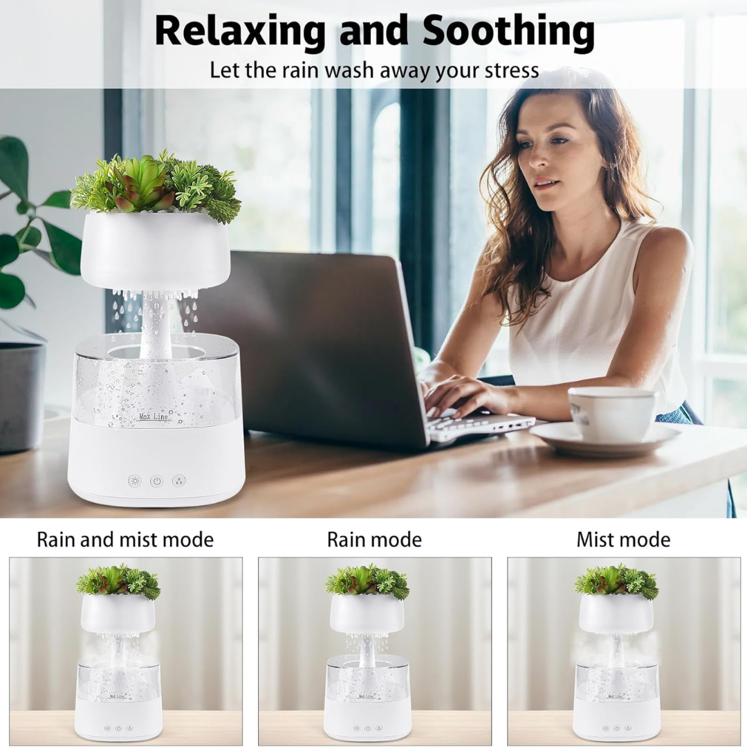 AquaBloom - Rain Humidifier with Faux Plants