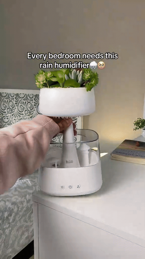 AquaBloom - Rain Humidifier with Faux Plants